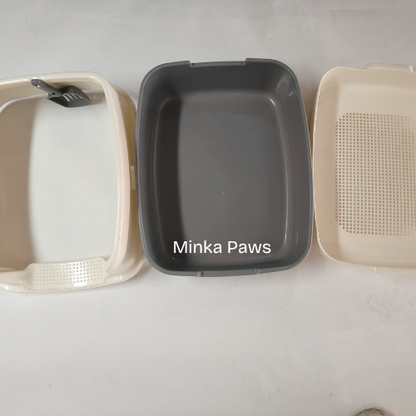 Semi-Closed Cat Litter Box with Sifter & Scoop