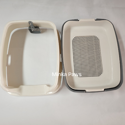 Semi-Closed Cat Litter Box with Sifter & Scoop