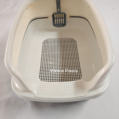 Semi-Closed Cat Litter Box with Sifter & Scoop