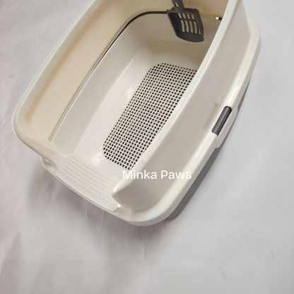 Semi-Closed Cat Litter Box with Sifter & Scoop