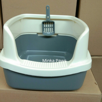 Semi-Closed Cat Litter Box with Sifter & Scoop