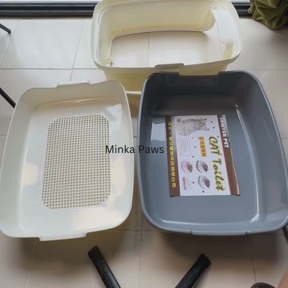 Semi-Closed Cat Litter Box with Sifter & Scoop